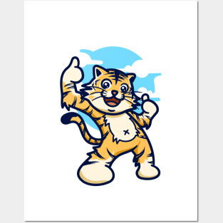 tiger cartoon thumb up Posters and Art